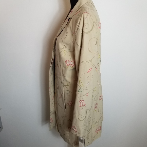Vintage Prominence Embroidered Silk Linen Blend Long Duster Jacket NWT - Picture 4 of 11